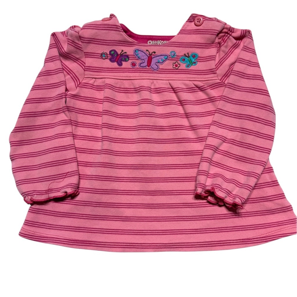 OshKosh B’gosh | Toddler Baby Girl Y2K Top With Embroidered Butterflies | 24M